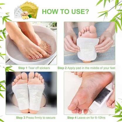 Kinoki Detox Foot Pads - Ginger & Salt Adhesive Patches for Foot Care, Body Cleansing, Pain Relief