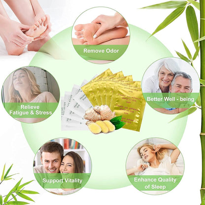 Kinoki Detox Foot Pads - Ginger & Salt Adhesive Patches for Foot Care, Body Cleansing, Pain Relief