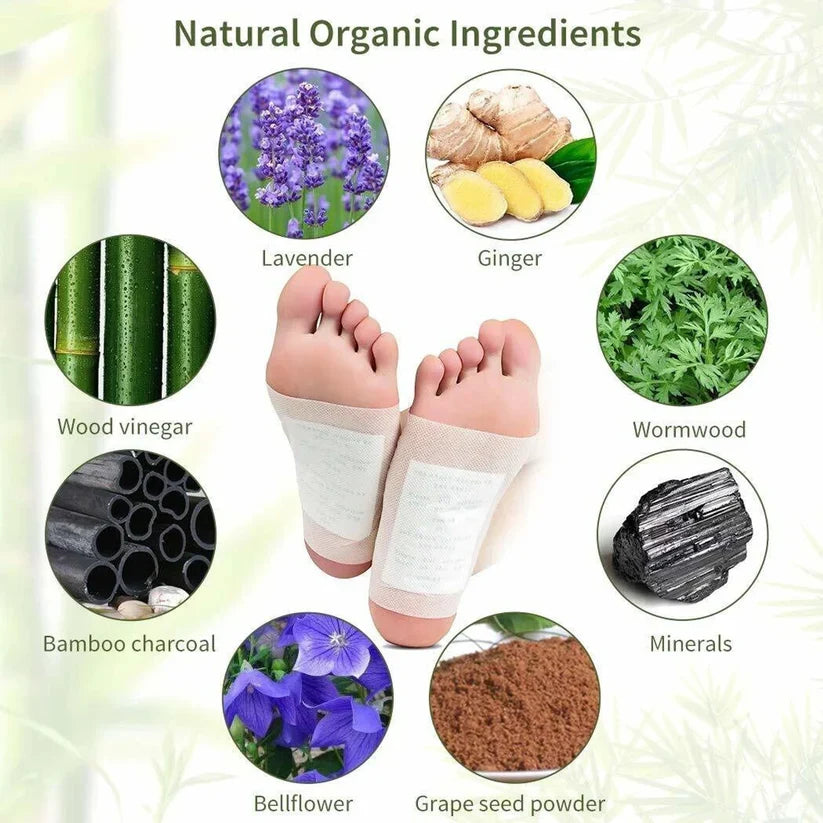 Kinoki Detox Foot Pads - Ginger & Salt Adhesive Patches for Foot Care, Body Cleansing, Pain Relief