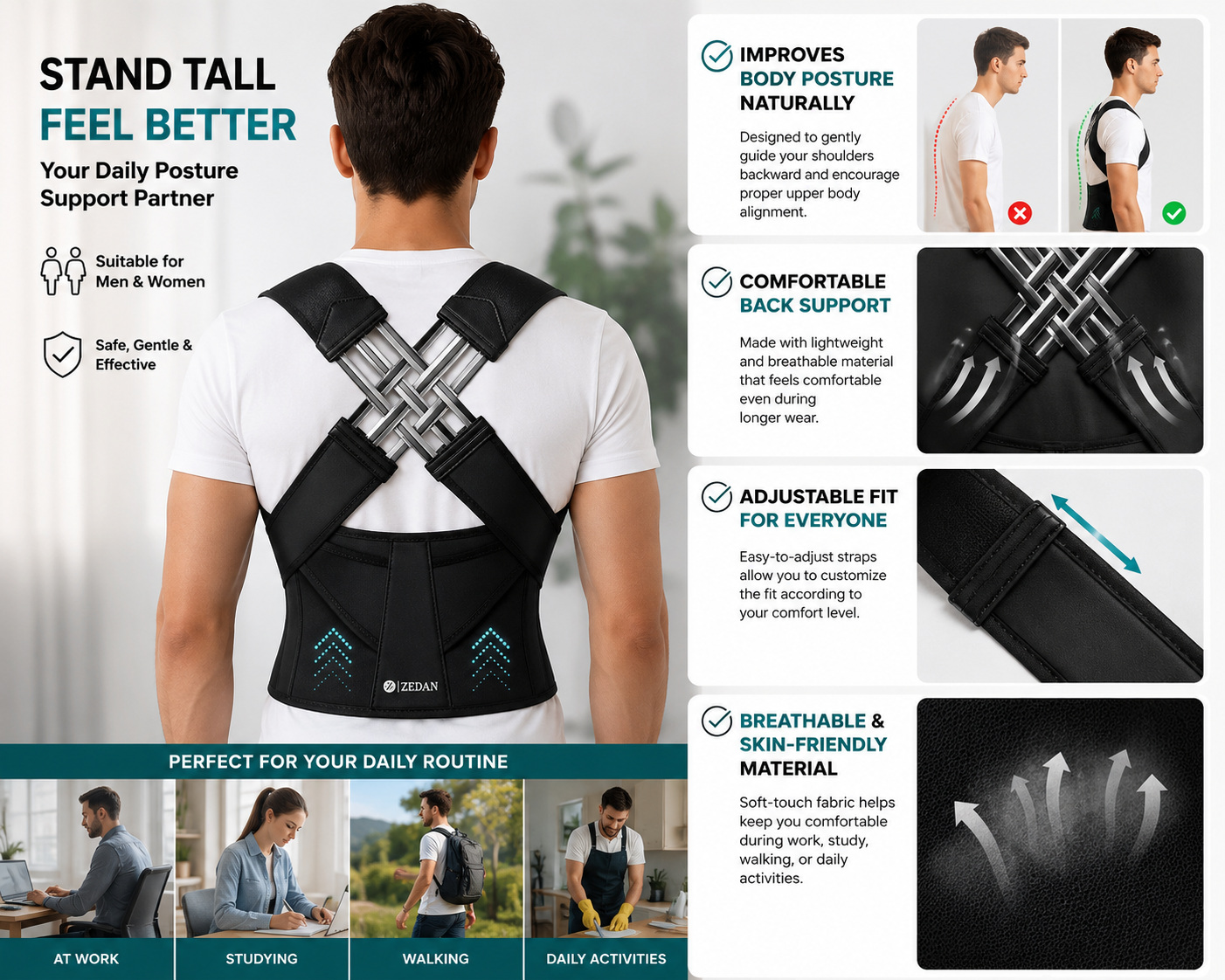 Premium Adjustable Posture Corrector